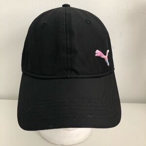 Puma Black Nylon Cap with Pink Logo